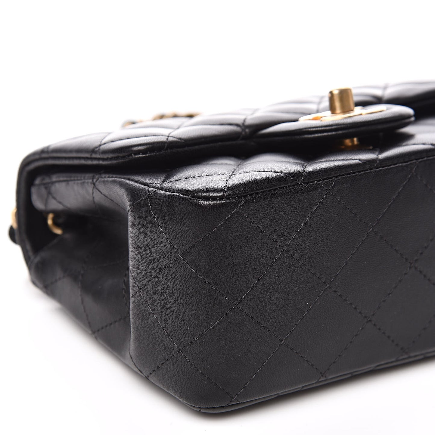 Lambskin Quilted Mini Square Flap Black