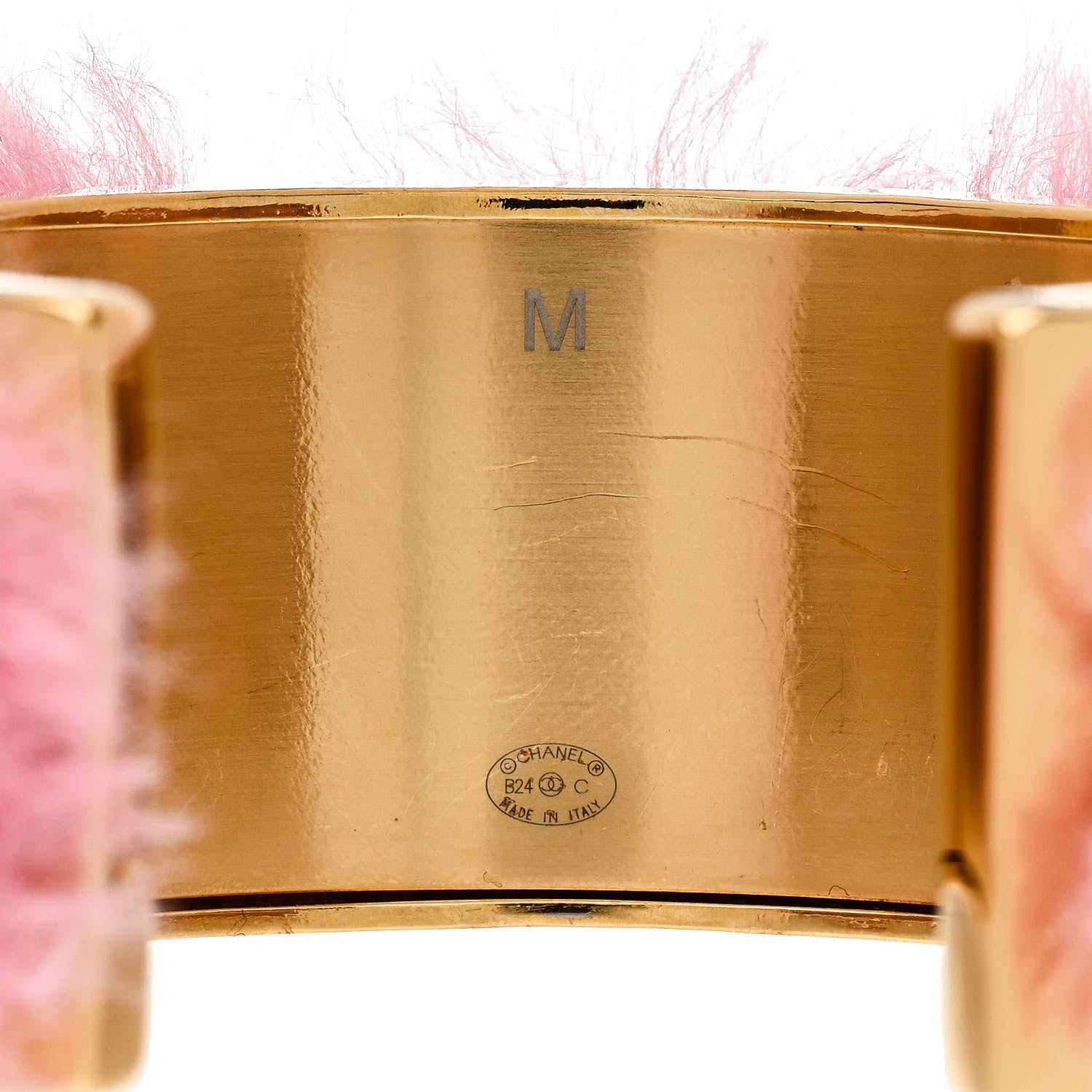 Chanel Fur CC Cuff Bracelet M Pink 4 of 4