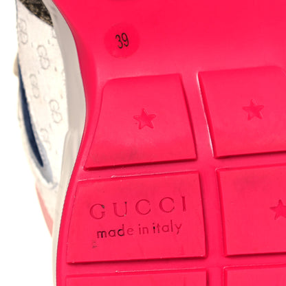 Gucci GG Supreme Monogram Mix Monogram Womens Rhyton Sneakers 39 London Blue Beige Pale Pink 6 of 9