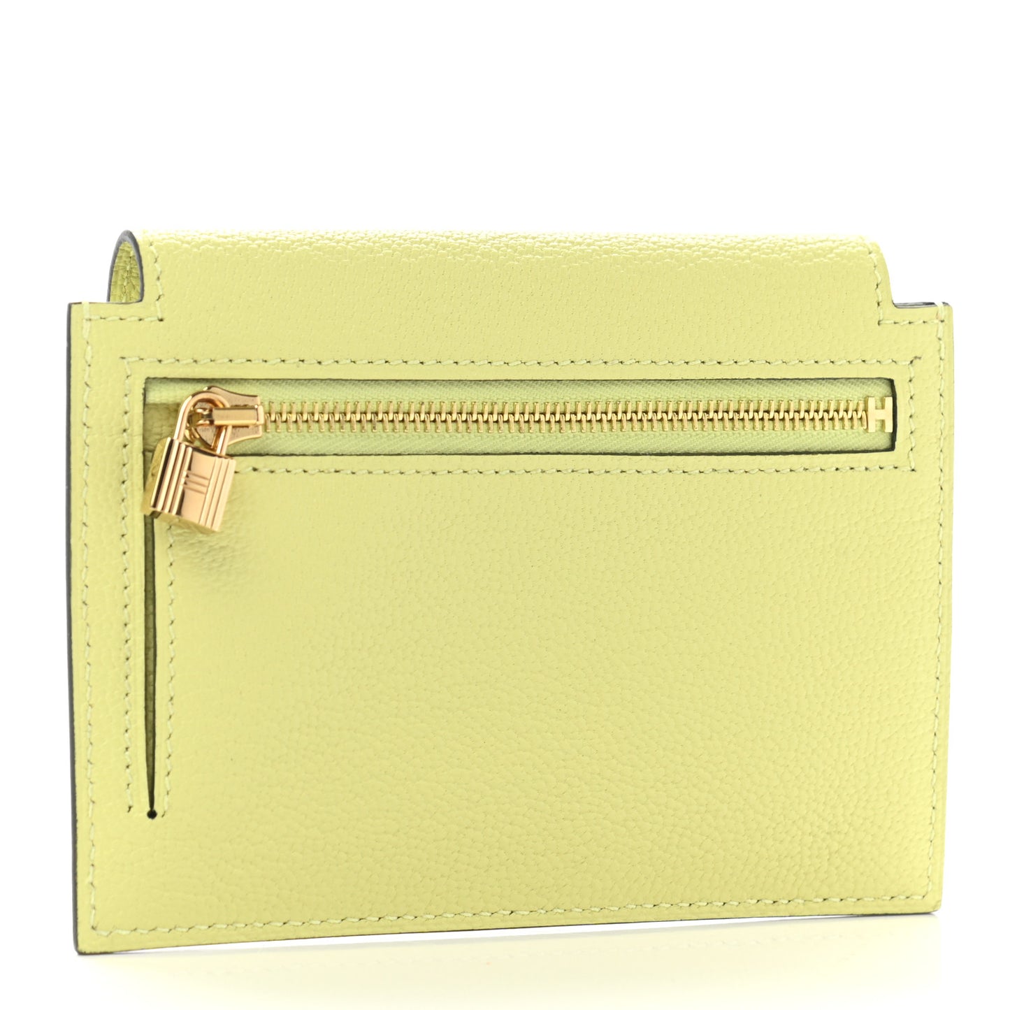 Chevre Mysore Kelly Pocket Compact Wallet Jaune Bourgeon