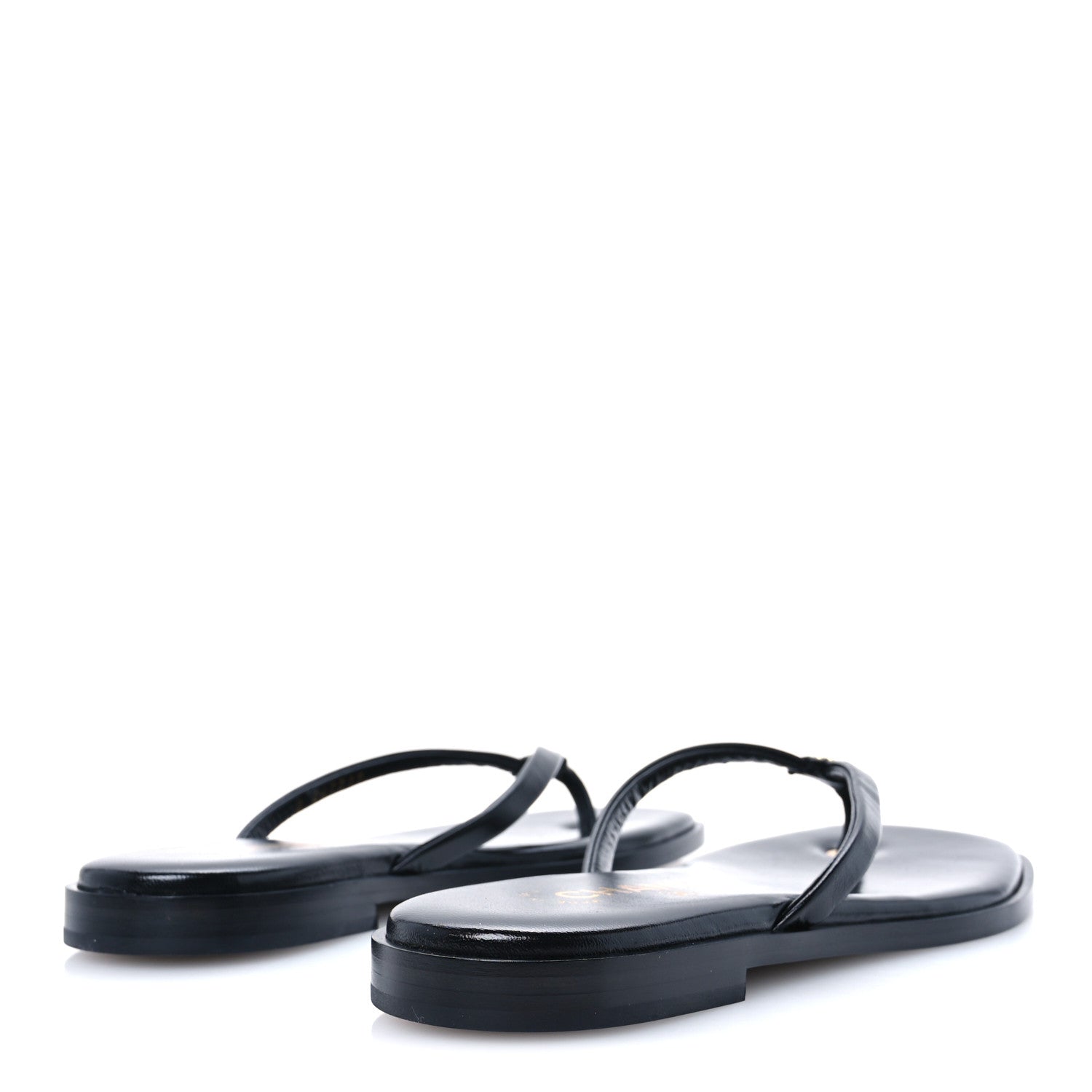 Chanel Goatskin CC Times Square Thong Sandals 37.5 Black 5 of 9