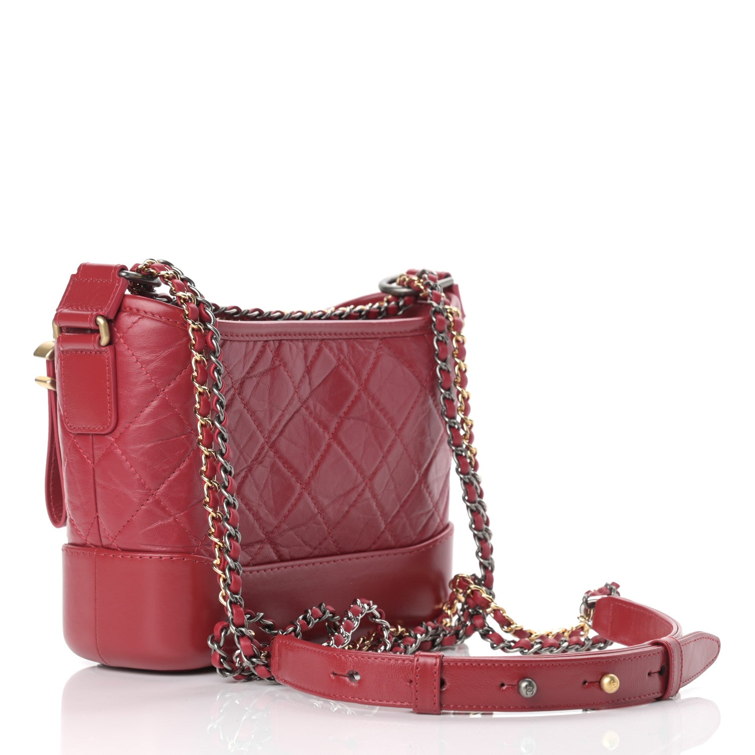 Chanel Aged Calfskin Quilted Small Gabrielle Hobo Red 3 of 10