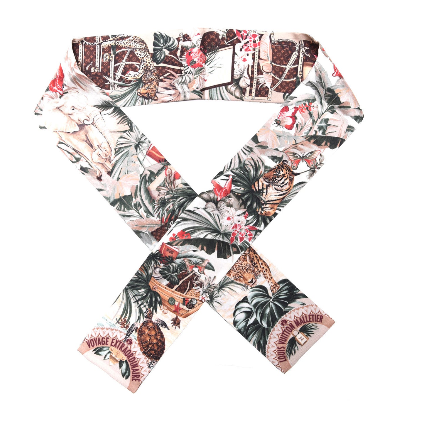 Silk Voyage Extraordinaire Bandeau Scarf Beige