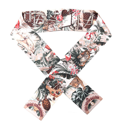 Louis Vuitton Silk Voyage Extraordinaire Bandeau Scarf Beige 1 of 4