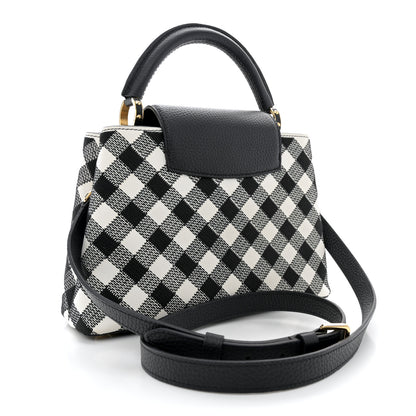 Louis Vuitton Taurillon Embroidered Vichy Capucines BB Black White 3 of 11