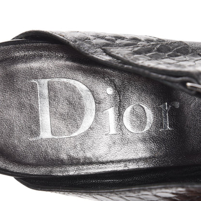 Christian Dior Metallic Lambskin Alligator Mule Sandals 40 Dark Silver 9 of 11