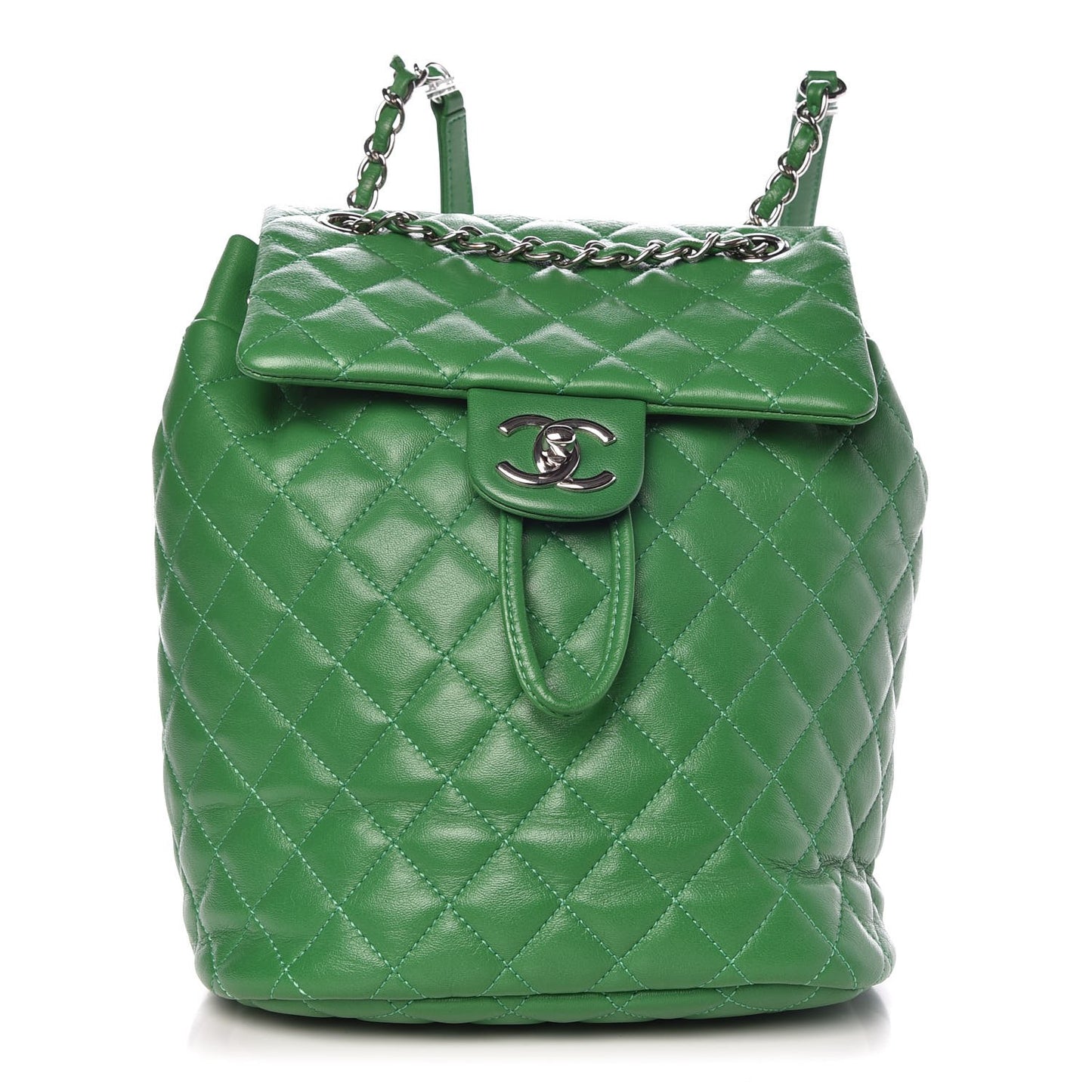 Lambskin Quilted Small Urban Spirit Backpack Green