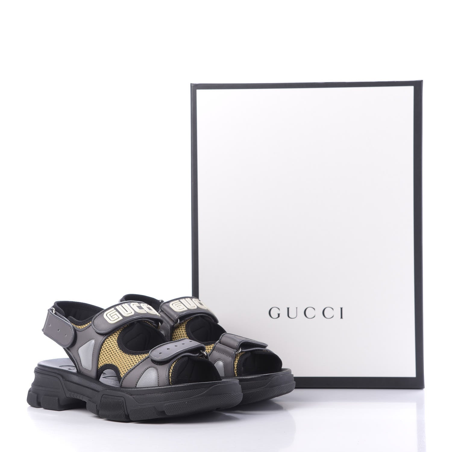 Gucci X SEGA Nappa Mesh Mens Aguru Sandals 9 Loess Black 10 of 10