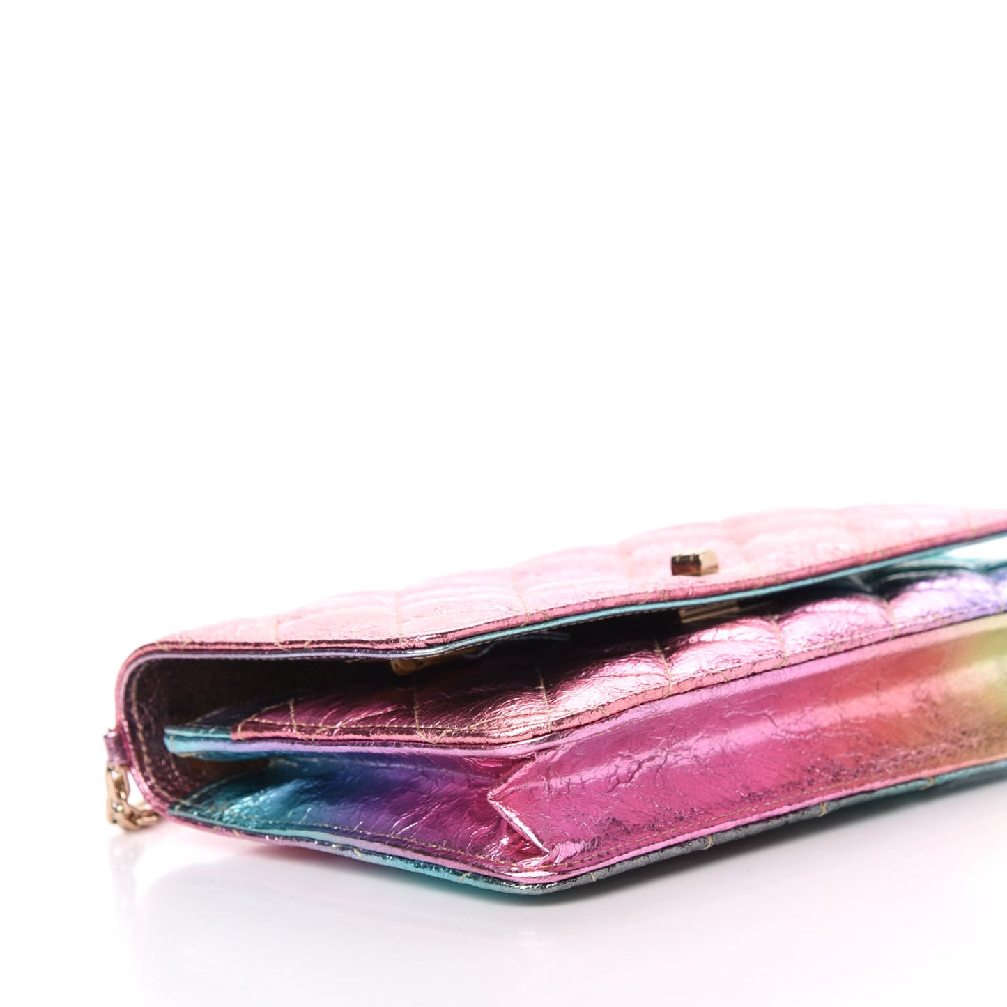 Metallic Goatskin Quilted 2.55 Reissue Wallet on Chain WOC Multicolor