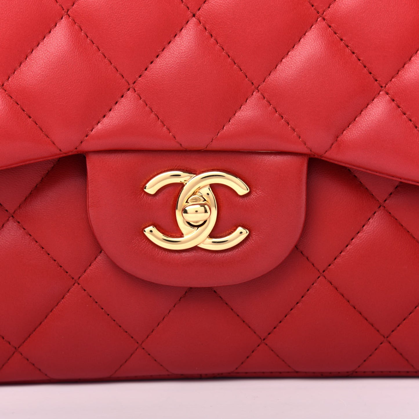 Lambskin Quilted Jumbo Double Flap Red