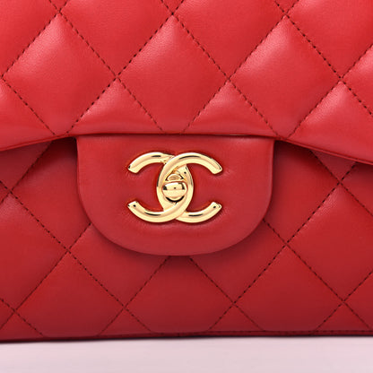 Chanel Lambskin Quilted Jumbo Double Flap Red 10 of 12