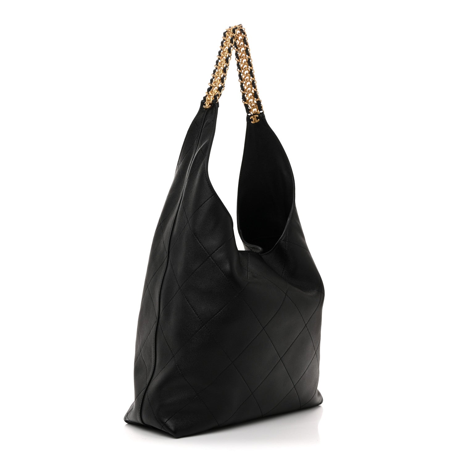 Chanel Shiny Lambskin Quilted Medium Hobo Black 4 of 11