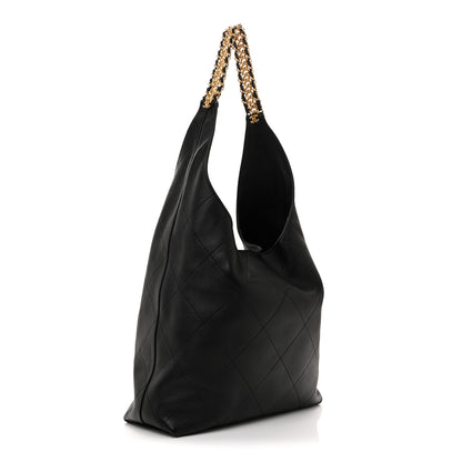 Chanel Shiny Lambskin Quilted Medium Hobo Black 4 of 11