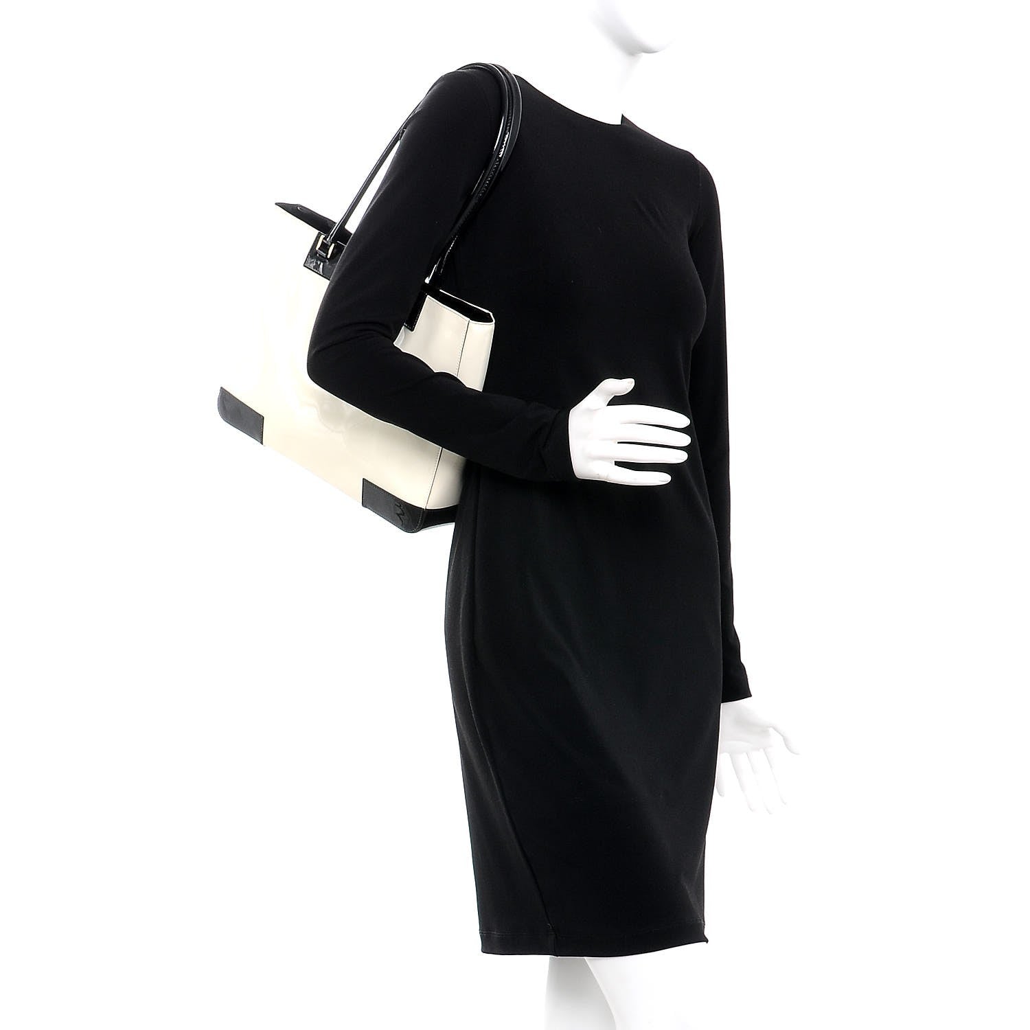 Gucci Patent G Tote White Black 2 of 9