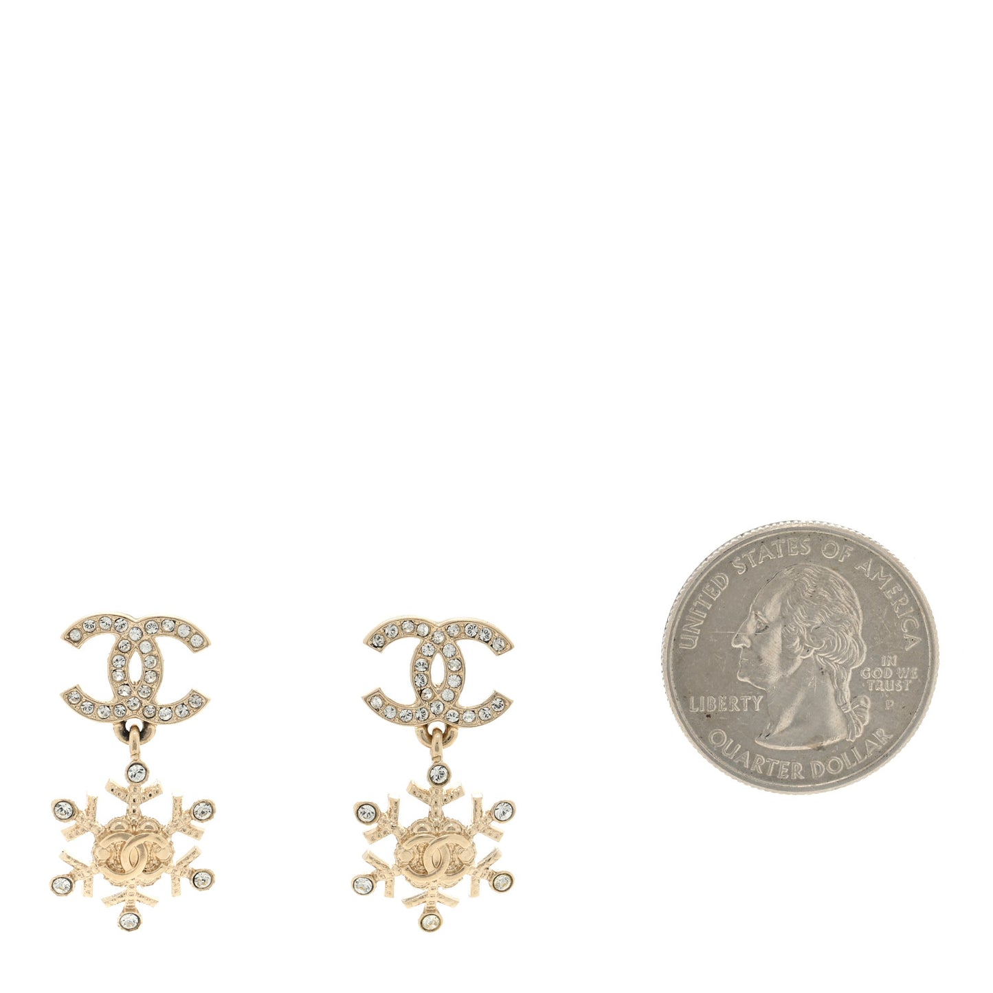 Crystal Snowflake CC Drop Earrings Gold