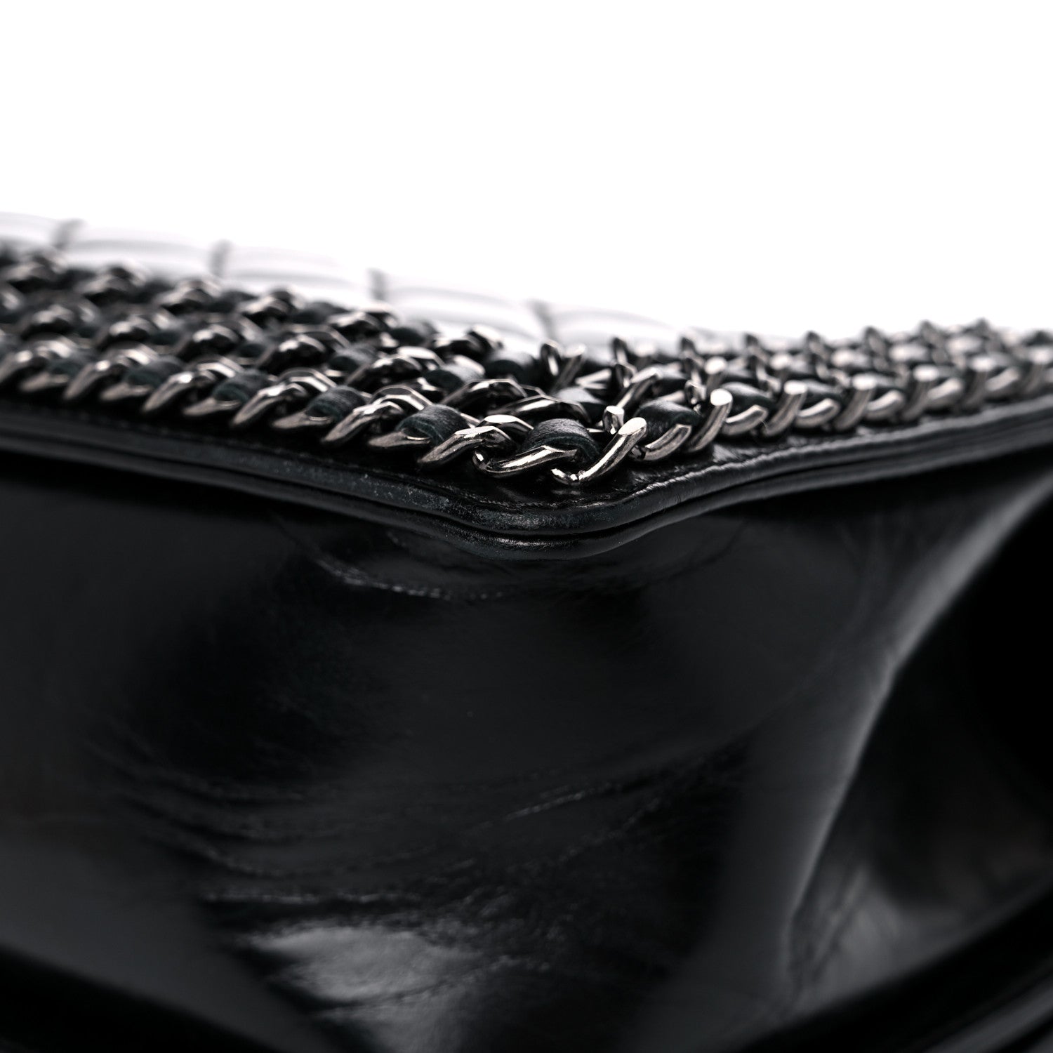 Chanel Glazed Calfskin Quilted Medium Boy Chained Flap Black 11 of 18