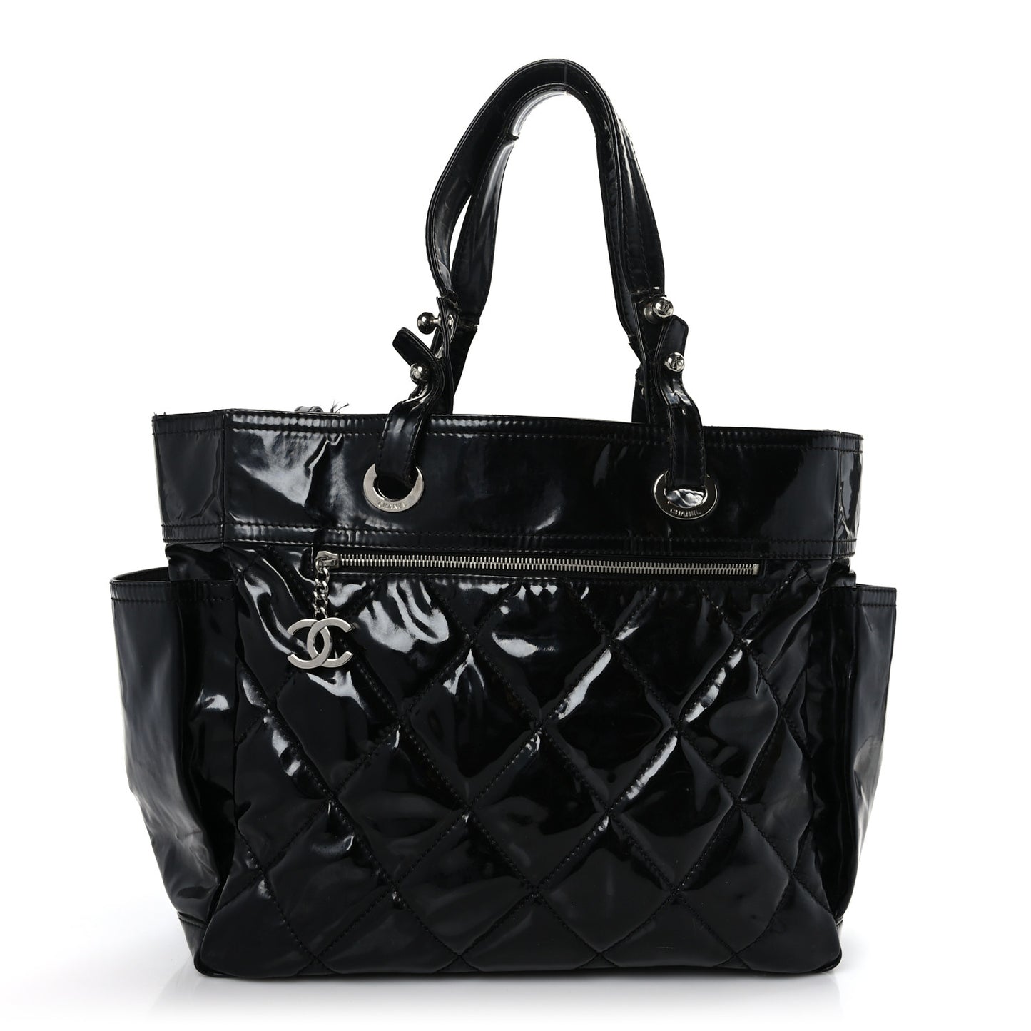 Vinyl Quilted Large Paris Biarritz Tote Black