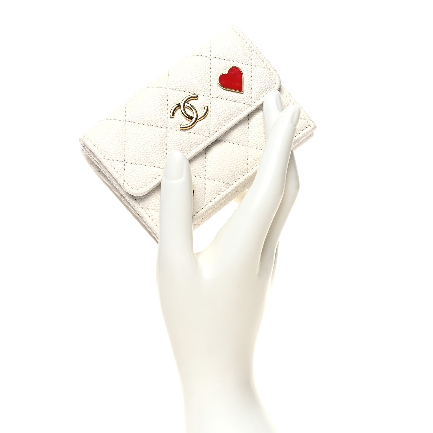 Chanel Caviar Quilted Enamel Coco Casino Double Flap Wallet White 2 of 12