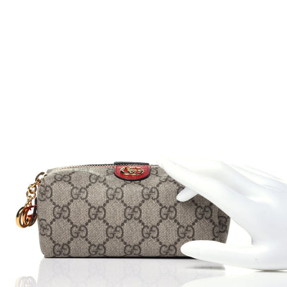 Gucci Soft GG Supreme Monogram Calfskin Small Ophidia Cosmetic Case Beige Ebony Hibiscus Red 2 of 11