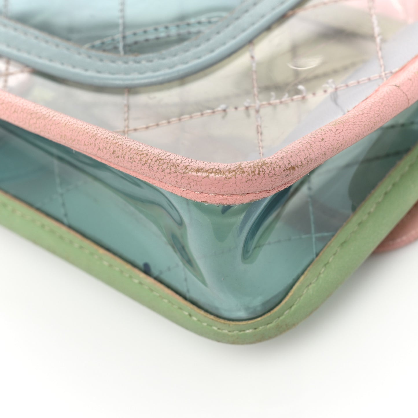 Lambskin PVC Quilted Mini Coco Splash Flap Blue Green