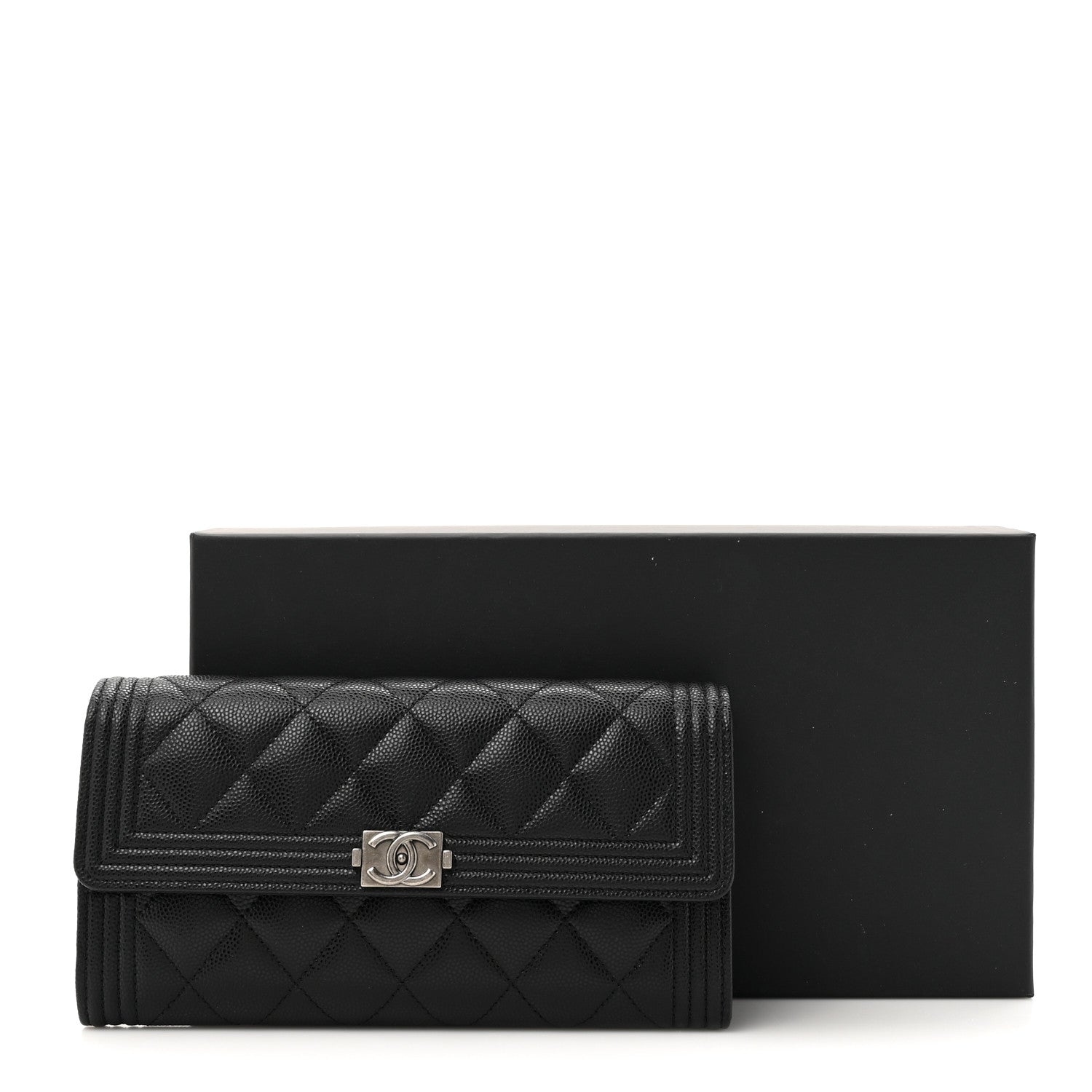 Chanel Caviar Quilted Long Boy Flap Wallet Black 10 of 10
