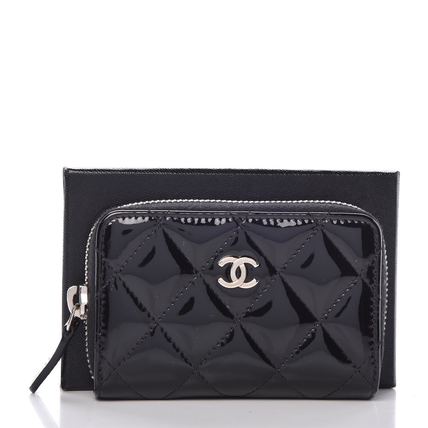 Chanel Patent Calfskin Quilted Zip Coin Purse Black 8 of 10