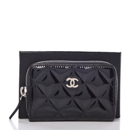 Chanel Patent Calfskin Quilted Zip Coin Purse Black 8 of 10
