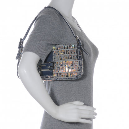 Fendi Zucchino Crystal Baguette Navy 2 of 8