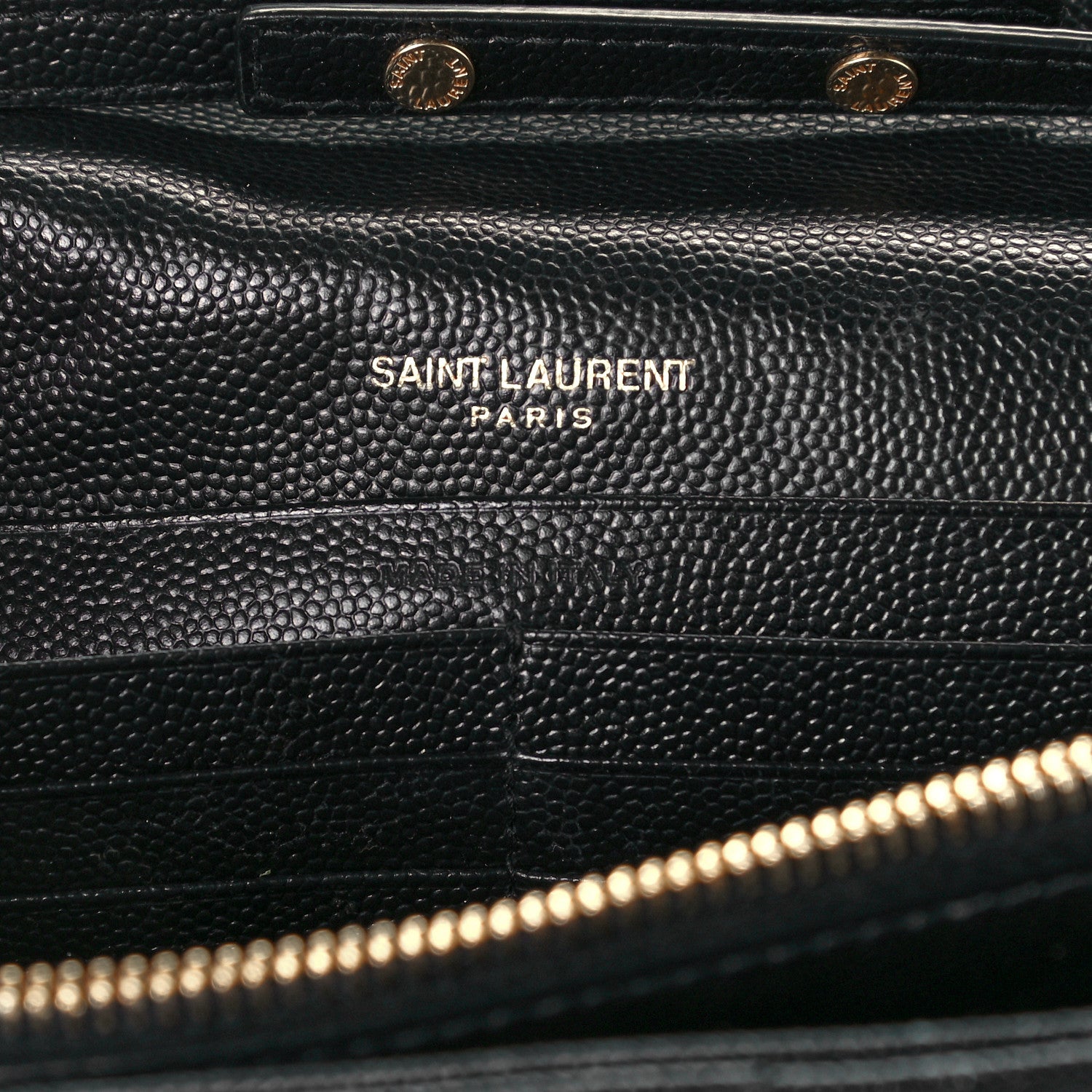 Saint Laurent Grain De Poudre Matelasse Chevron Monogram Chain Wallet Black 8 of 11