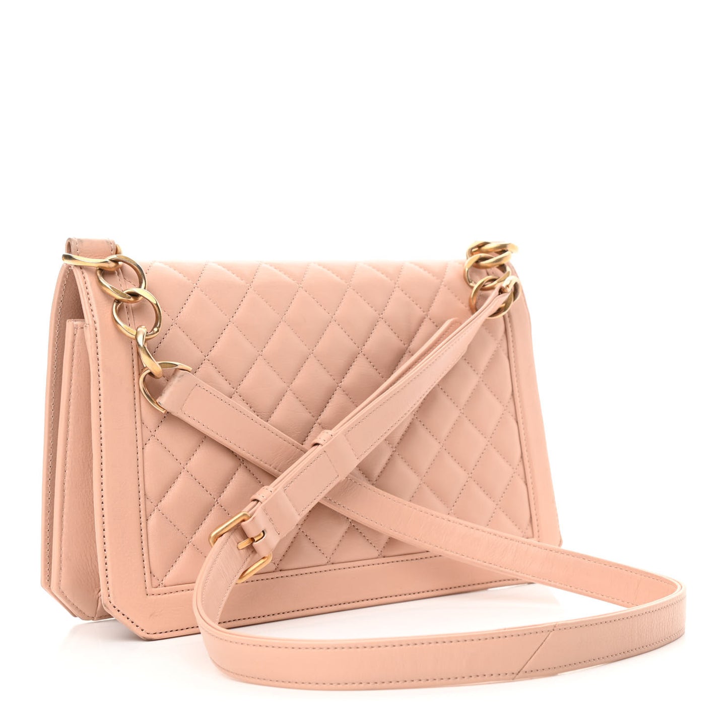 Lambskin Quilted Flap Beige