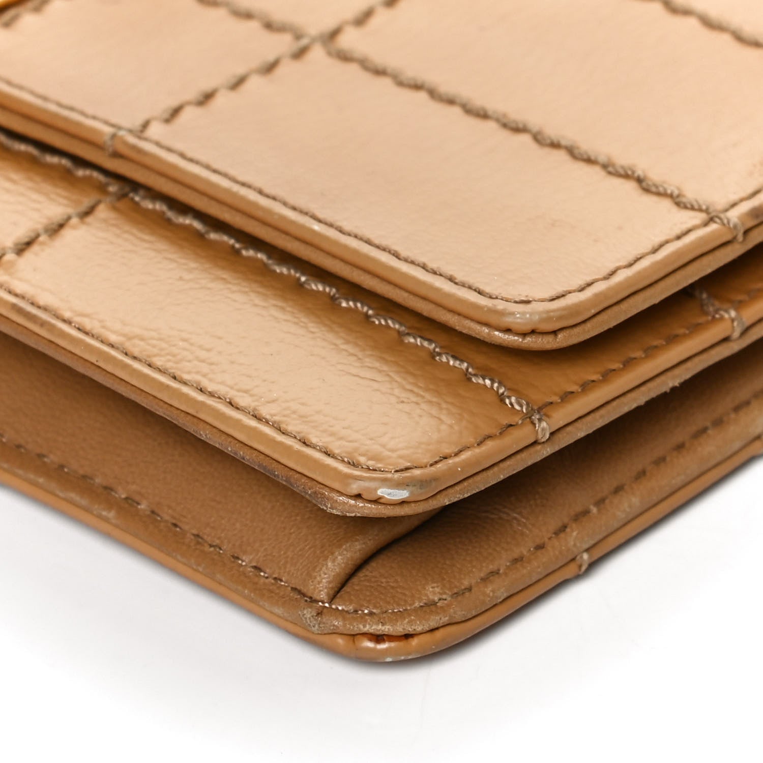 Chanel Calfskin Square Stitched Wallet On Chain WOC Beige 12 of 13