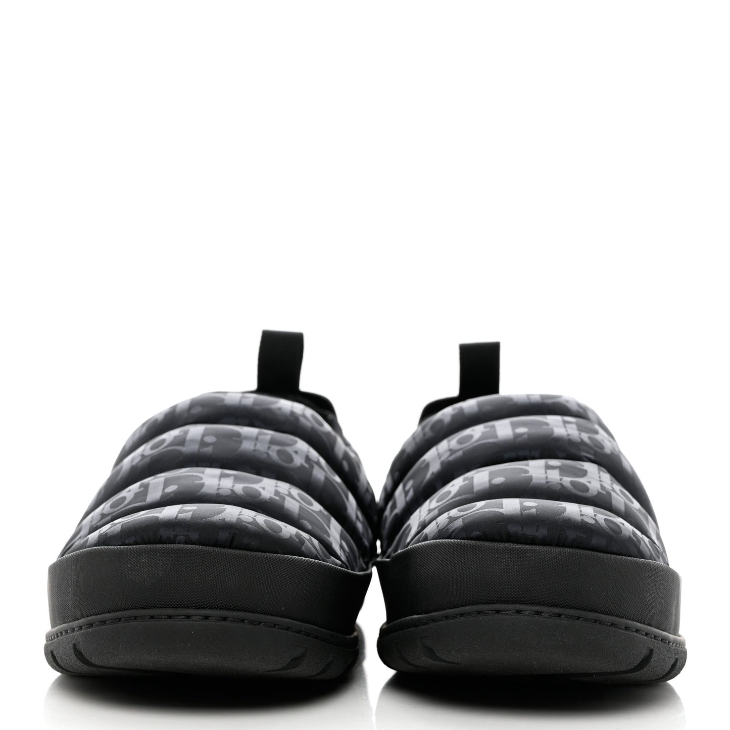 Nylon Oblique Mens Puffy Slippers 42 Black