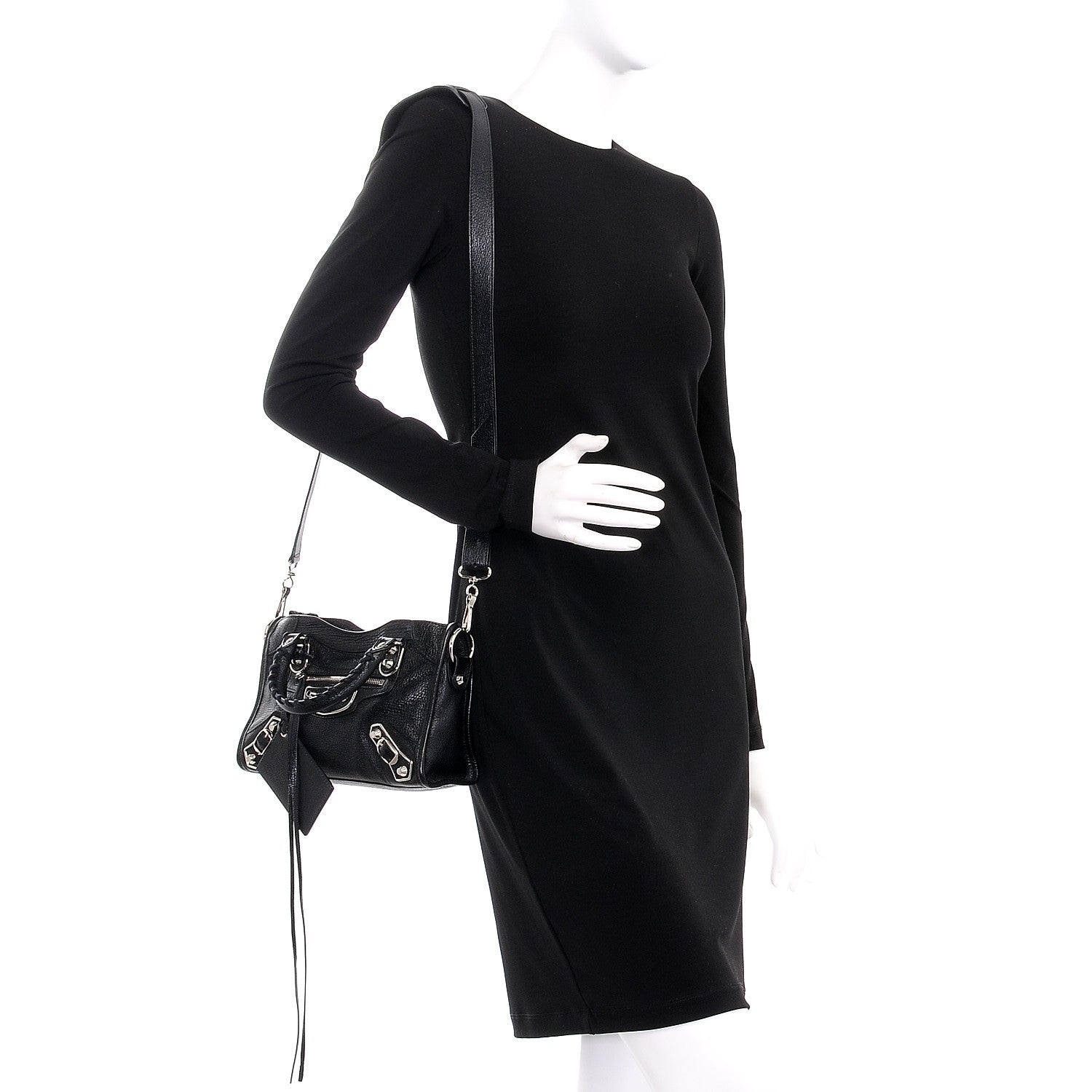 Balenciaga Chevre Silver Metallic Edge Hardware Mini City Black 2 of 8