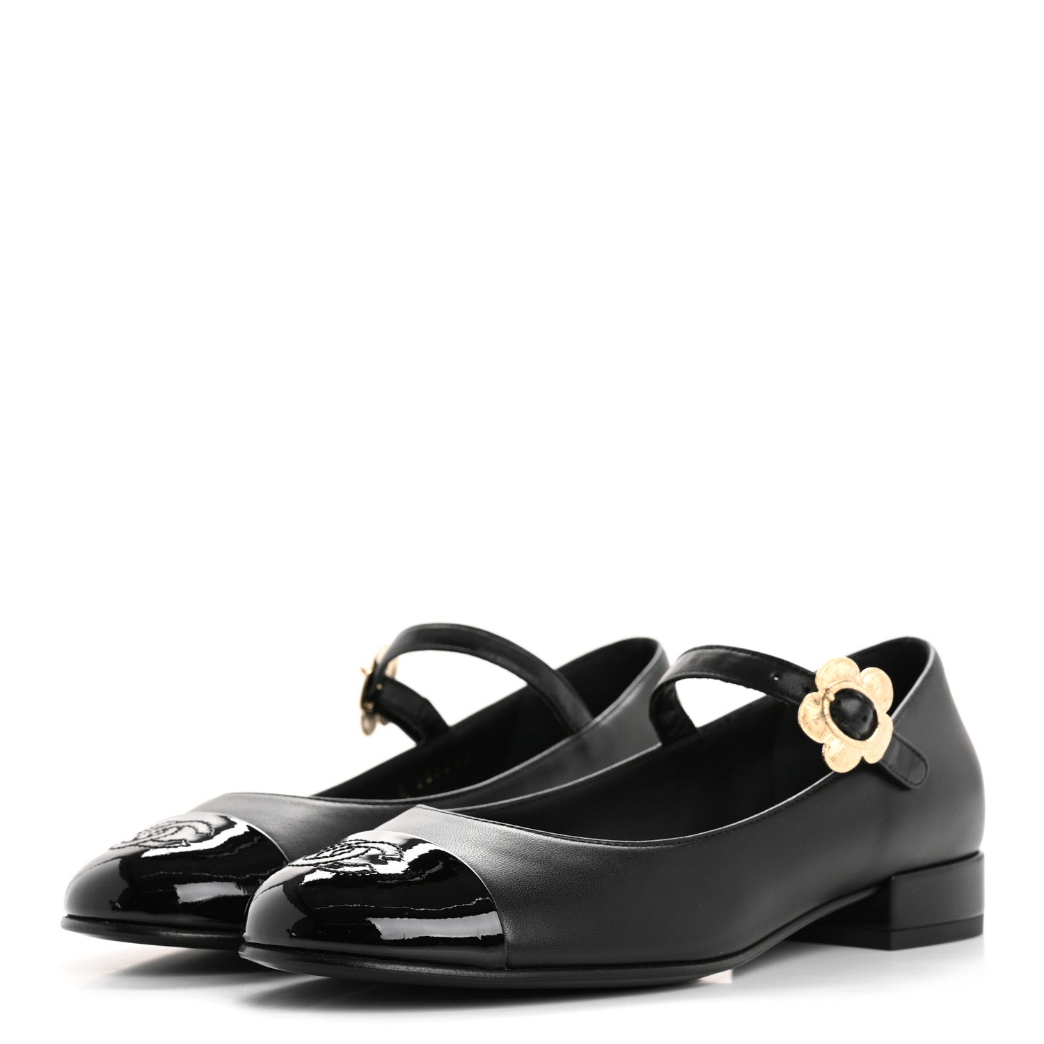 Chanel Lambskin Patent Cap Toe Mary Jane Flats 36 Black 4 of 10