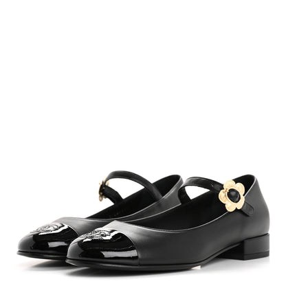 Chanel Lambskin Patent Cap Toe Mary Jane Flats 36 Black 4 of 10