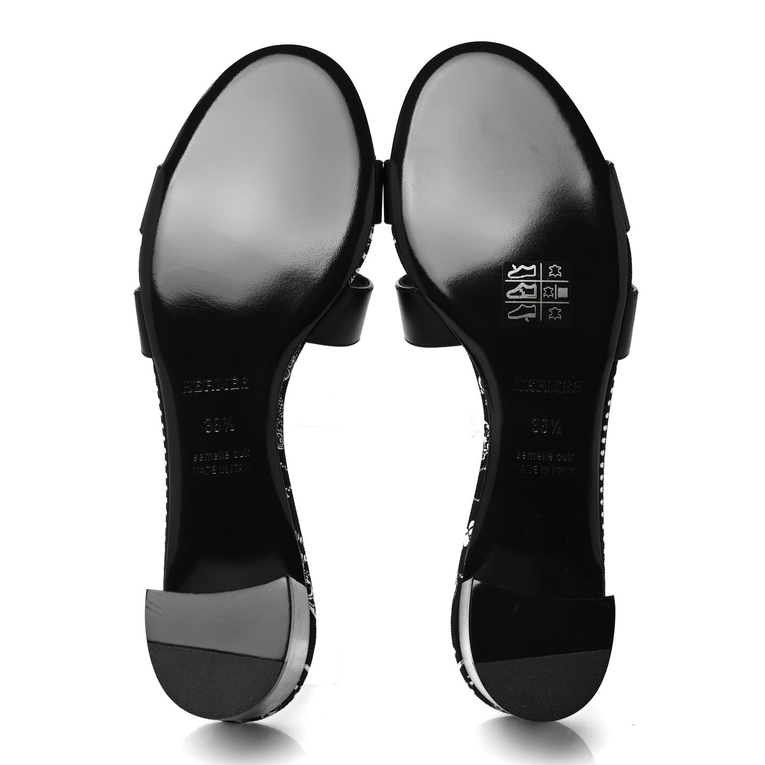 Hermes Calfskin Oasis Sandals 38.5 Black 5 of 9