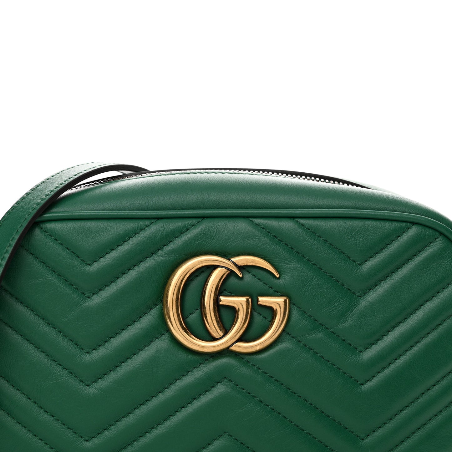Calfskin Matelasse Small GG Marmont Chain Shoulder Bag Emerald Green