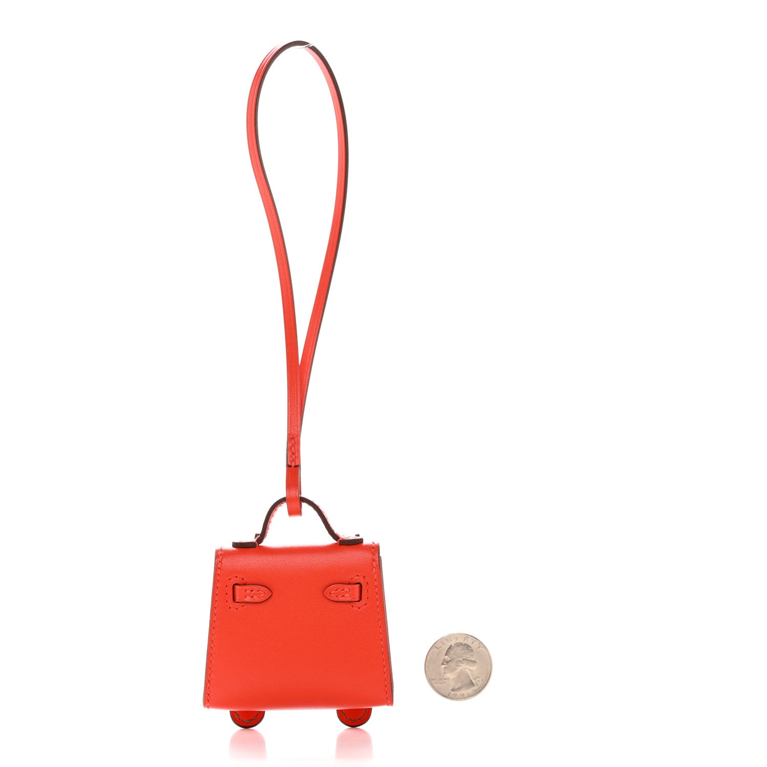 Hermes Tadelakt Chevre Mysore Kelly Quelle Idole Bag Charm Capucine Jaune De Naples Vert Vertigo Zanzibar 2 of 6