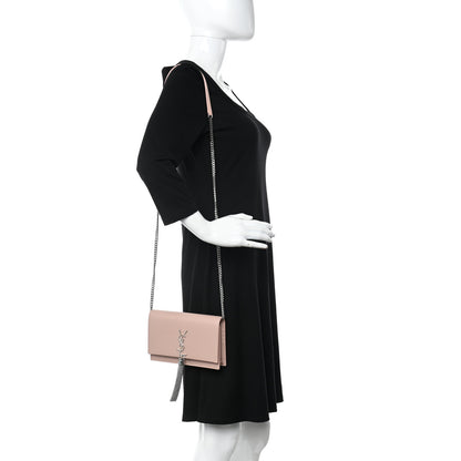 Saint Laurent Grain De Poudre Classic Monogram Kate Tassel Chain Wallet Marble Pink 2 of 10