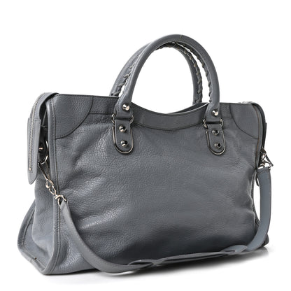 Balenciaga Chevre Silver Metallic Edge Hardware City Bleu Acier 3 of 10