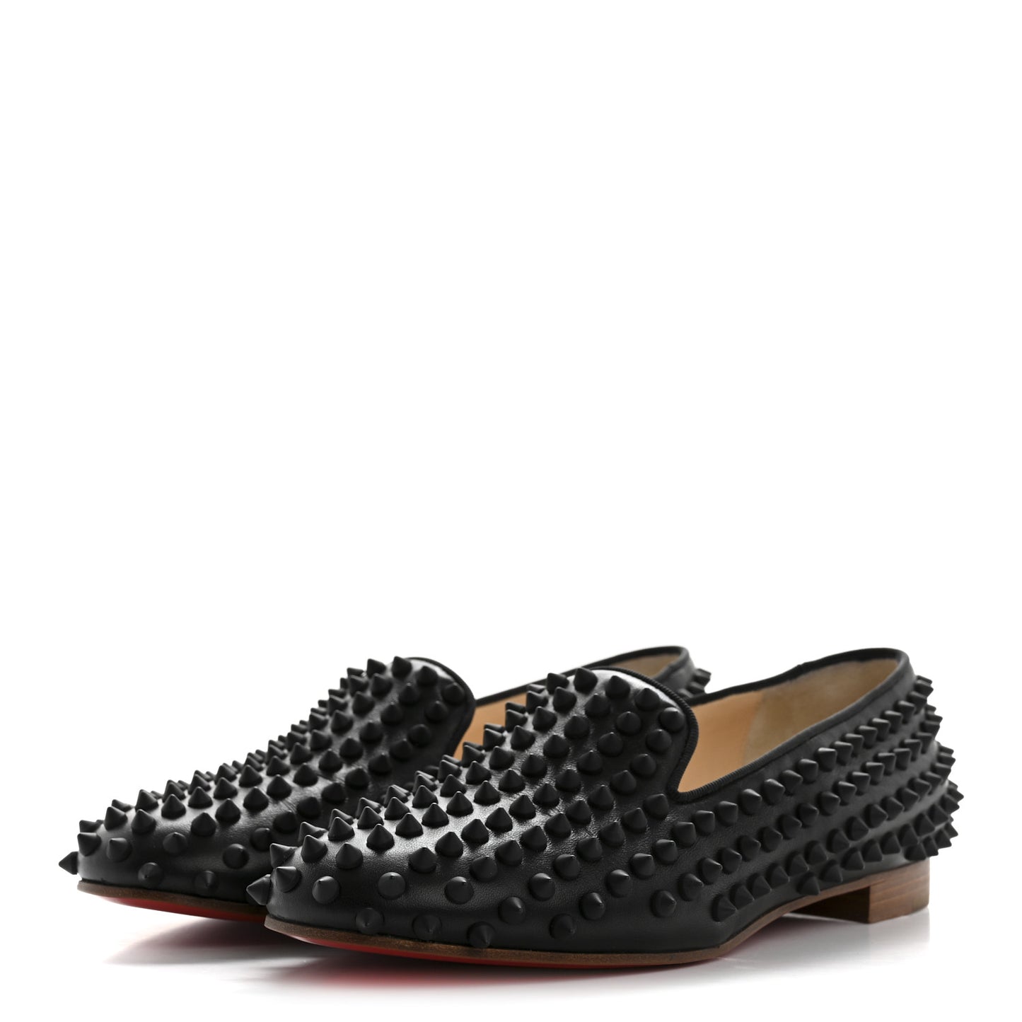 Nappa Calfskin Rolling Spikes Flat Loafer 36.5 Black