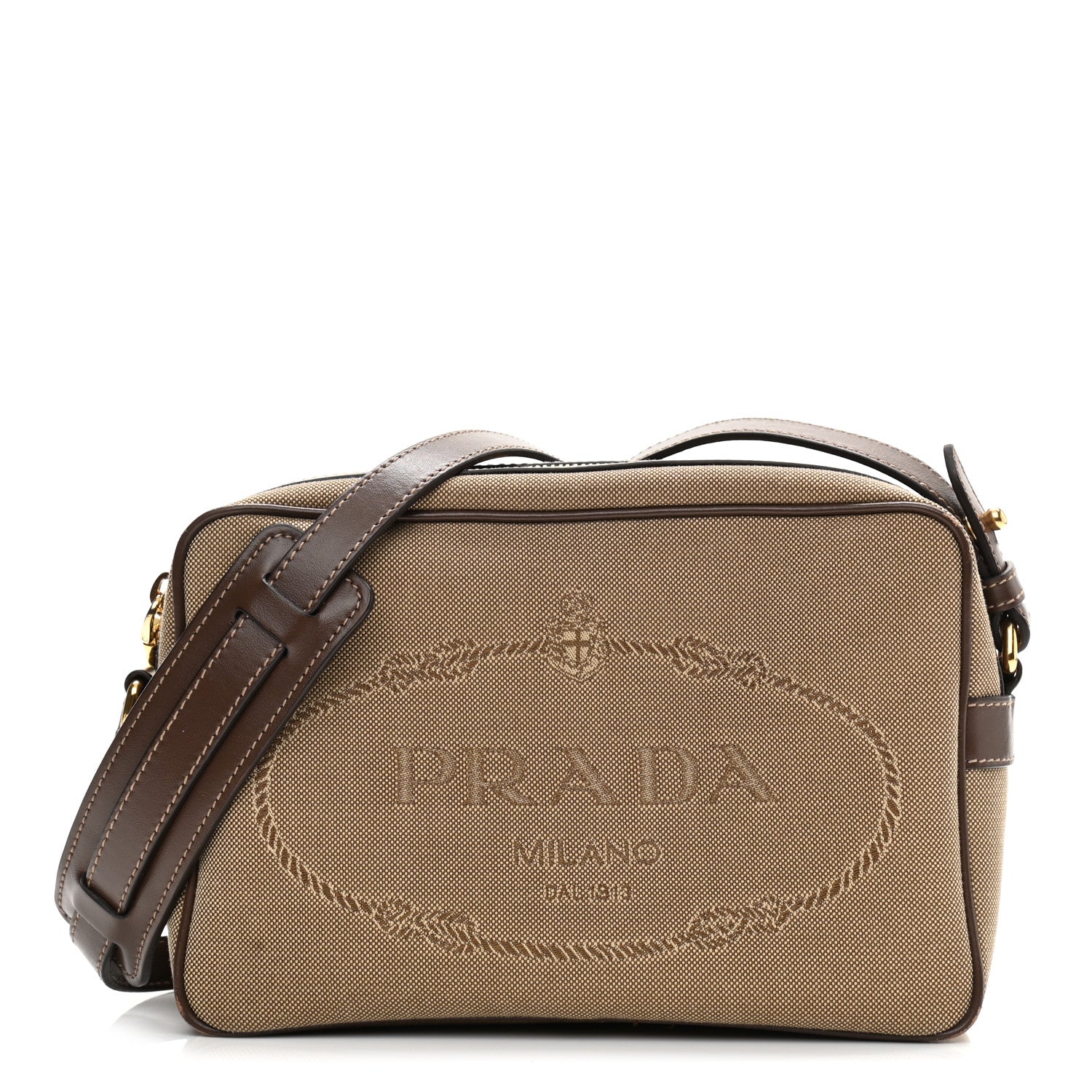 Prada Jacquard Logo Camera Bag Corda Bruciato 1 of 15