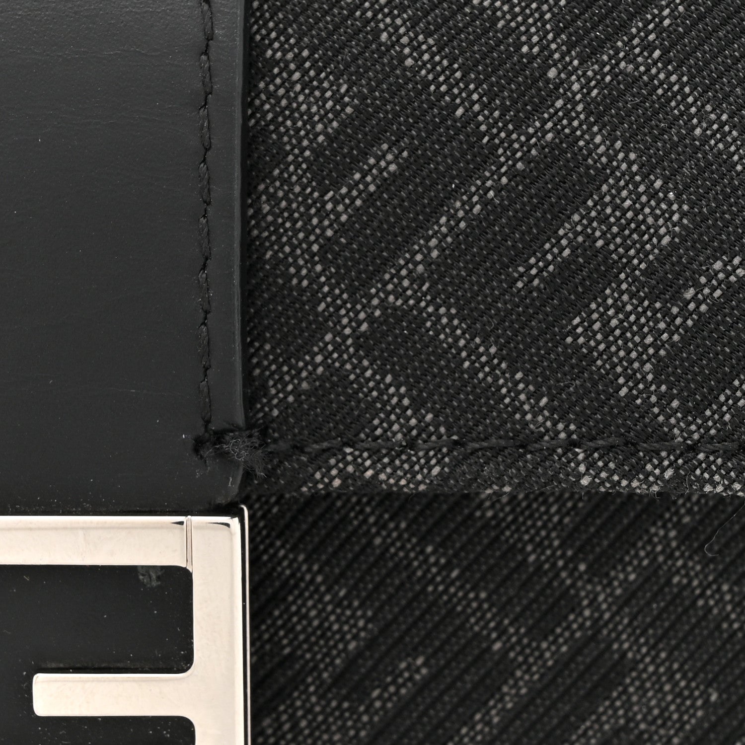 Fendi Recycled Fabric Jacquard Vitello Cover Micro FF Micro Flat Baguette Asfalto 8 of 11