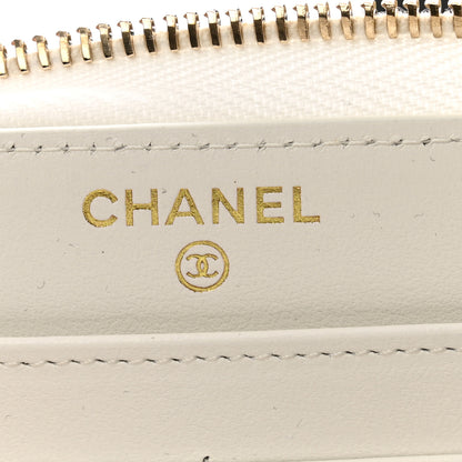 Chanel Shiny Goatskin Quilted 19 Long Zipped Around Wallet White 7 of 11