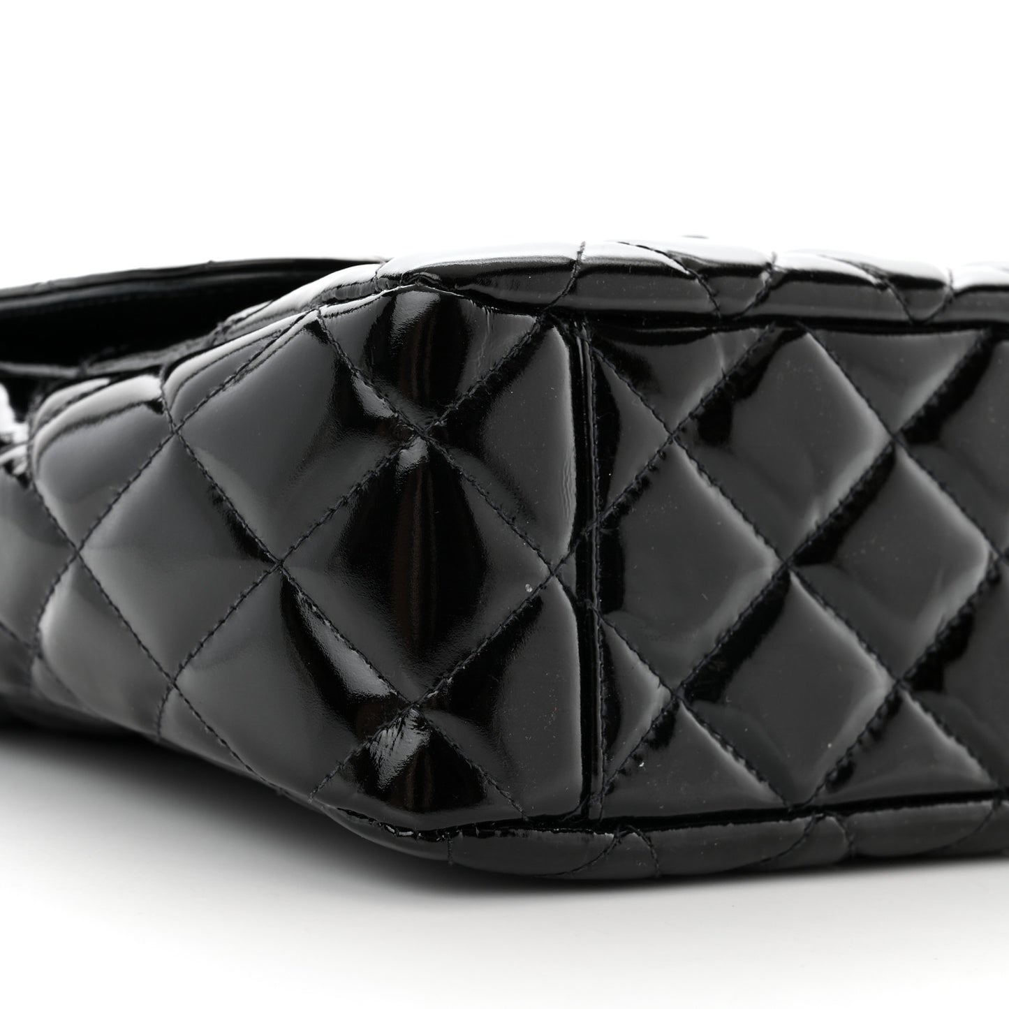 Patent Quilted Shoulder Flap Bag Black