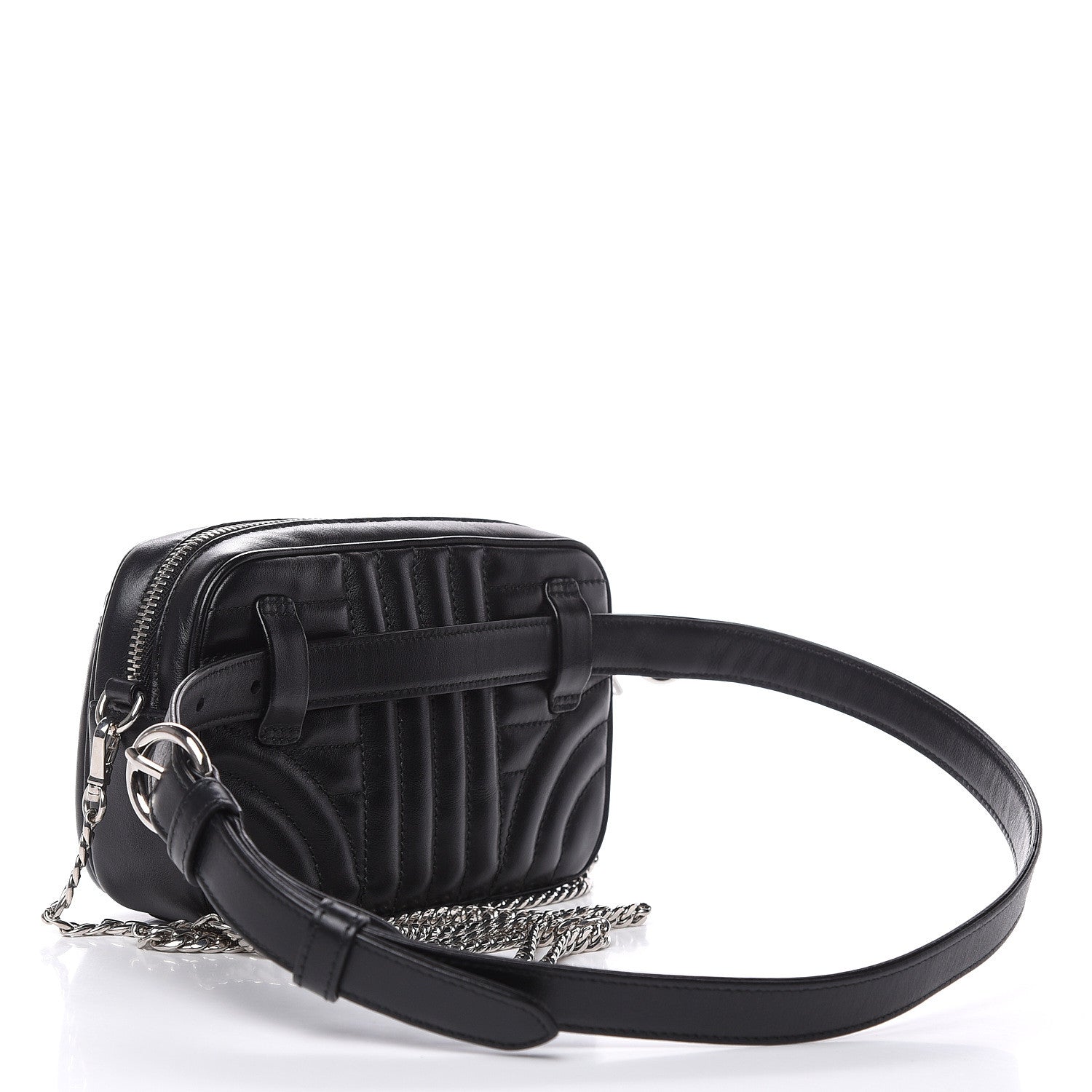 Prada Soft Calfskin Impunture Diagramme Belt Bag Black 4 of 9