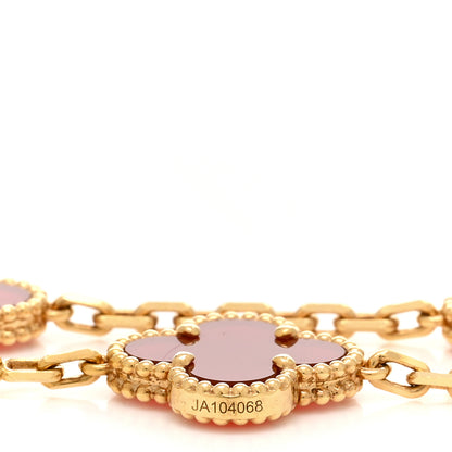Van Cleef & Arpels 18K Yellow Gold Carnelian 5 Motifs Vintage Alhambra Bracelet 4 of 5