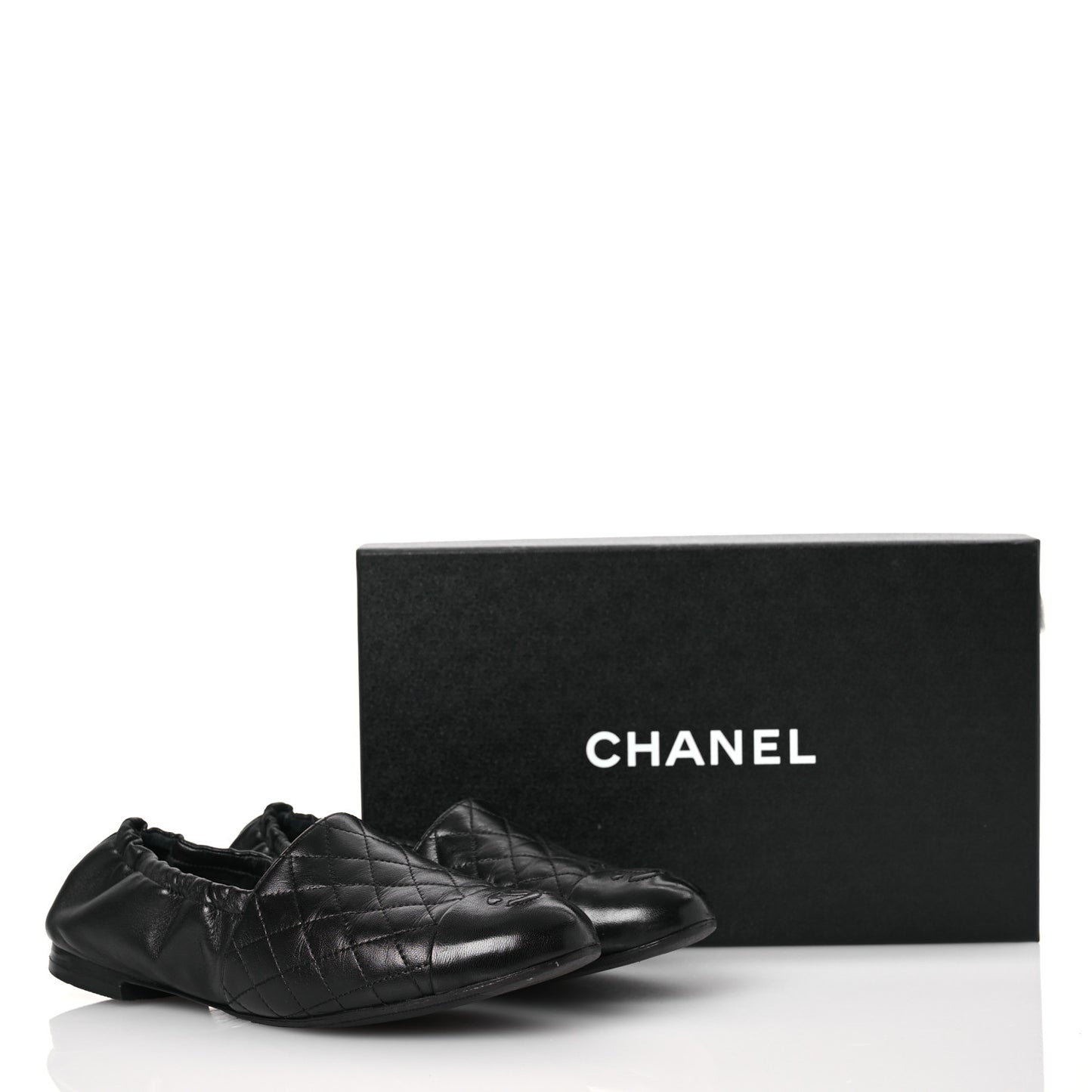 Lambskin Quilted Elastic CC Loafers 37.5 Black