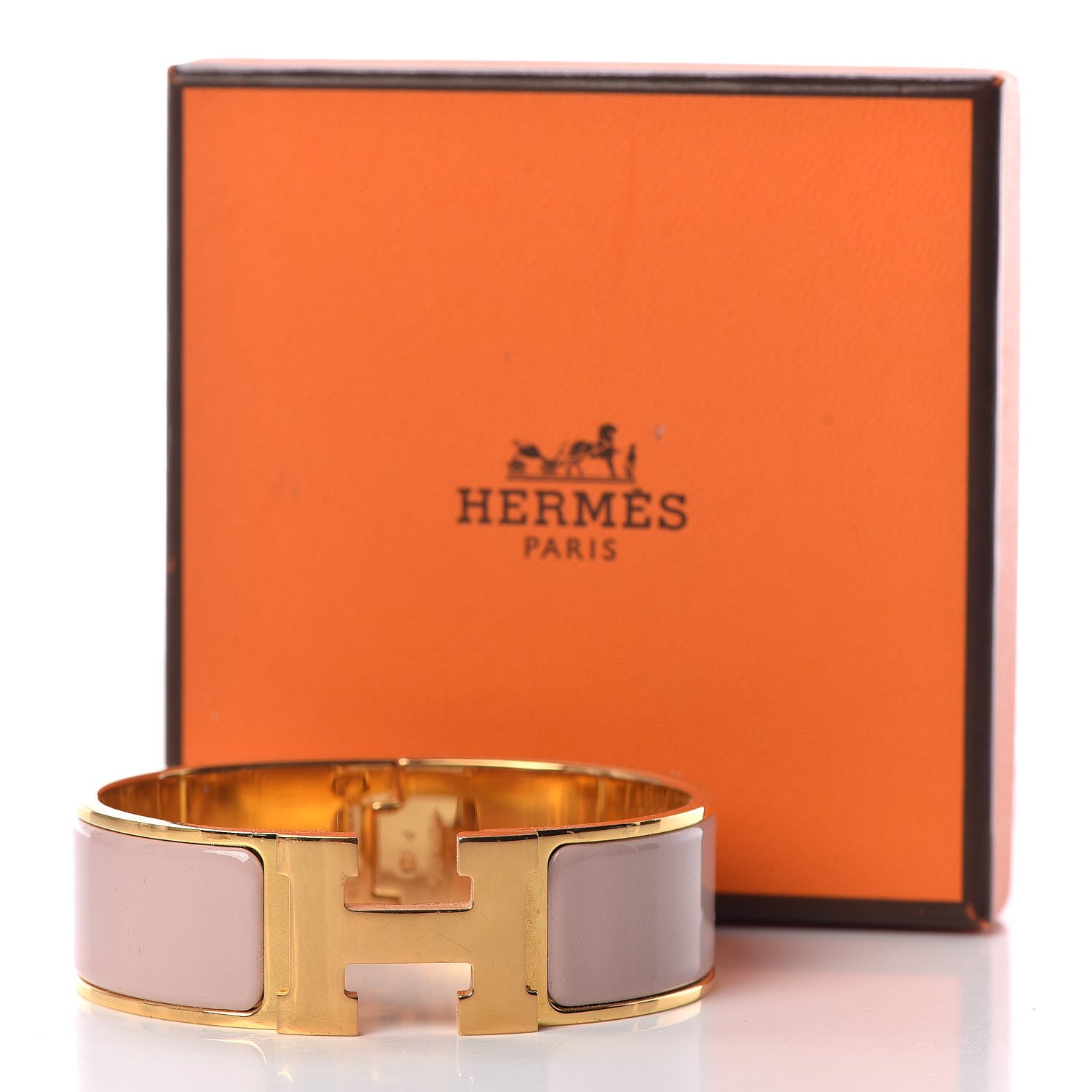 Hermes Enamel Wide Clic Clac H Bracelet PM Rose Poudre 5 of 5