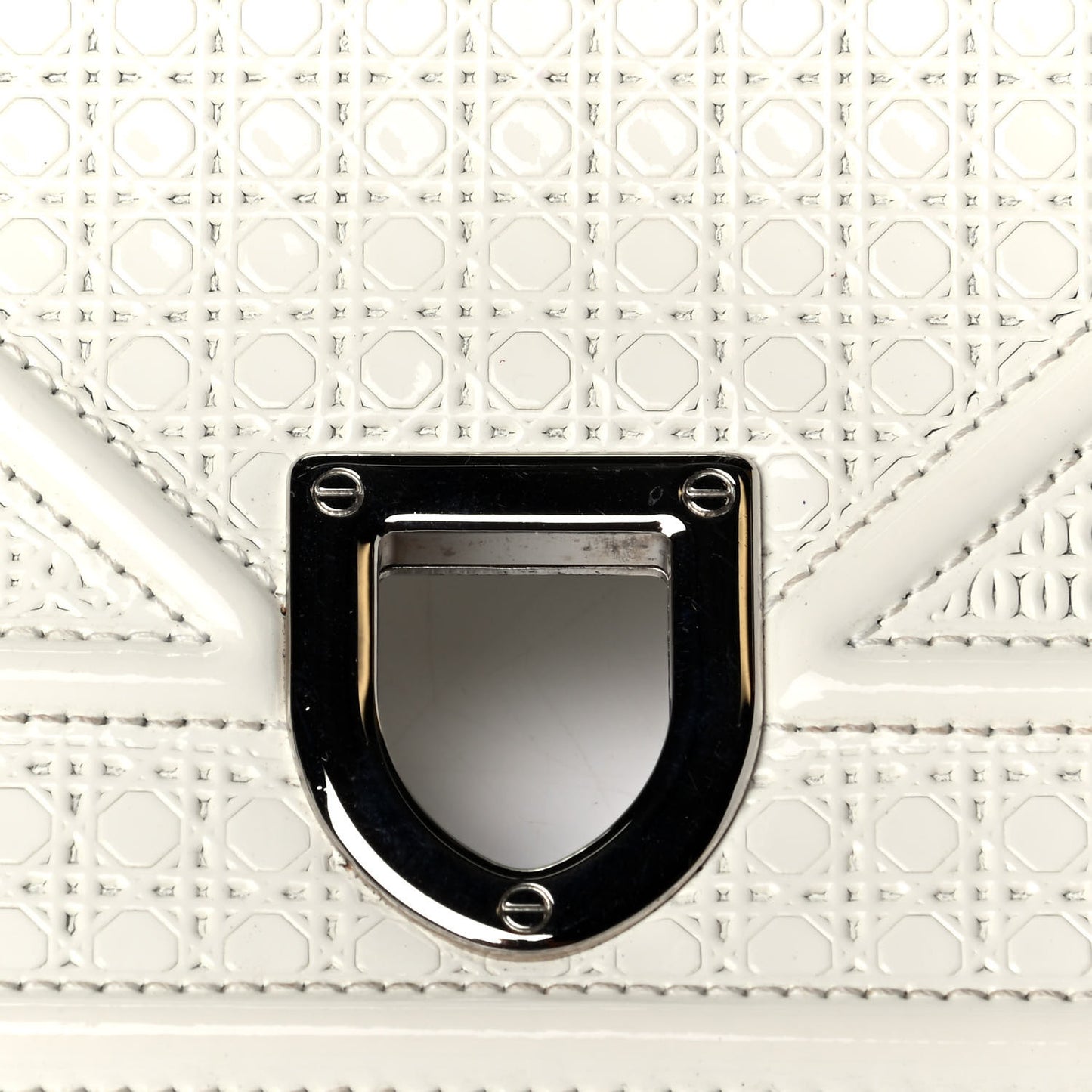 Patent Micro-Cannage Mini Diorama Flap Bag White